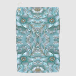 Aquamarines weißes Blumenhandtuch Golfhandtuch