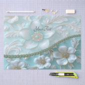 Aquamarines weißes Blumenzapier Seidenpapier (Handwerk)