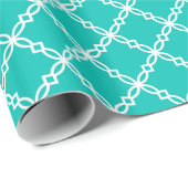 Aquamarines weißes, Extravagantes Quatrefolienmust Geschenkpapier (Rolleneckpunkt)