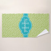 Aquamarines weißes gepunktetes Muster Badehandtuch (Badehandtuch)