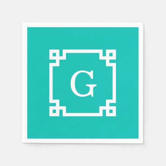 Aquamarines weißes griechisches serviette (Vorderseite)