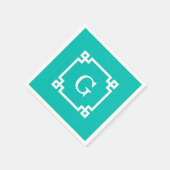 Aquamarines weißes griechisches serviette (Ecke)