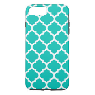 Aquamarines weißes marokkanisches Quatrefoil Trell Case-Mate iPhone Hülle