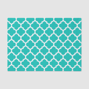 Aquamarines weißes marokkanisches Quatrefoil Trell Seidenpapier