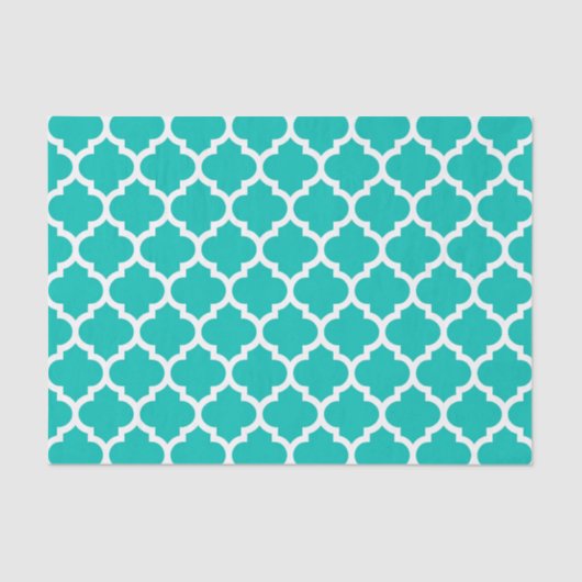 Aquamarines weißes marokkanisches Quatrefoil Trell Seidenpapier (Vorderseite)