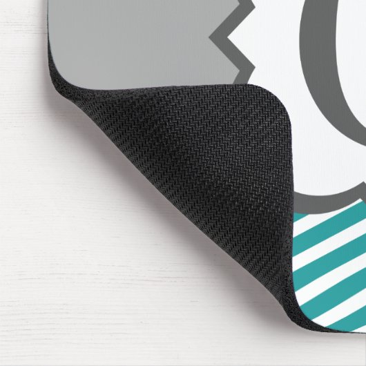 Aquamarines weißes Monogramm Letter C Zickzack Mousepad (Ecke)