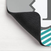 Aquamarines weißes Monogramm Letter F Zickzack Mousepad (Ecke)