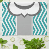 Aquamarines weißes Monogramm Letter O Zickzack Küchentuch (Gefaltet)