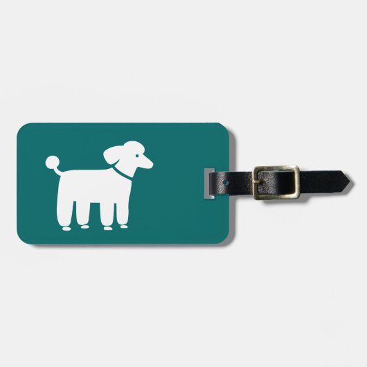 Aquamarines weißes Poodle (Farbe ist anpassbar) Gepäckanhänger (Vorderseite horizontal)