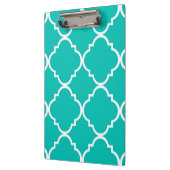 Aquamarines weißes Quatrefolienmuster Klemmbrett (Links)