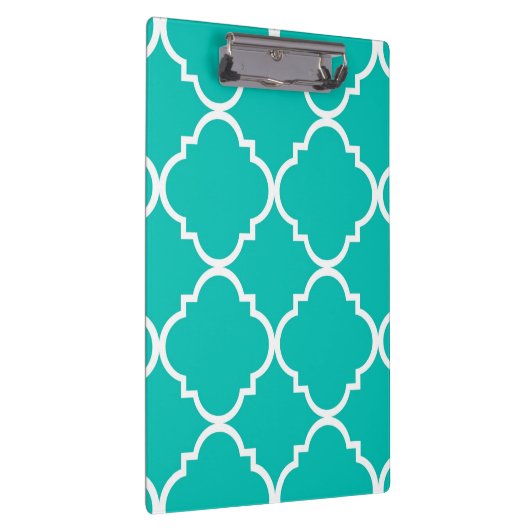Aquamarines weißes Quatrefolienmuster Klemmbrett (Rechts)