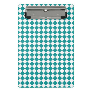 Aquamarines weißes Schachbrett Diamant Muster Mini Klemmbrett