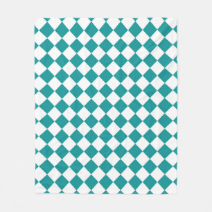 Aquamarines weißes Schachbrett Diamantmuster Fleecedecke
