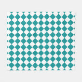 Aquamarines weißes Schachbrett Diamantmuster Fleecedecke (Vorderseite (Horizontal))