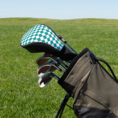 Aquamarines weißes Schachbrett Diamantmuster Golf Headcover (In SItu)