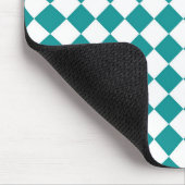 Aquamarines weißes Schachbrett Diamantmuster Mousepad (Ecke)