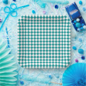 Aquamarines weißes Schachbrett Diamantmuster Pappteller (Party)