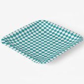 Aquamarines weißes Schachbrett Diamantmuster Pappteller (Gewinkelt)