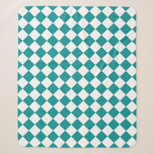 Aquamarines weißes Schachbrett Diamantmuster Sherpadecke