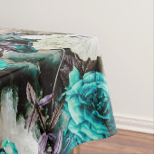 Aquamarines weißes Schwarzes des viktorianischen Tischdecke (Beispiel)