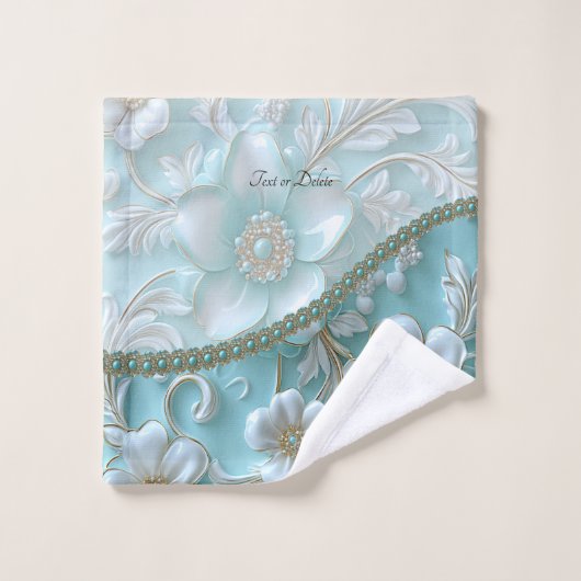 Aquamarines weißes Set (Waschlappen)