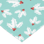 Aquamarines weißes Stechpalmen-Laub-rotes Tischdecke (Schrägansicht)