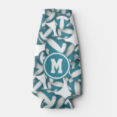 Aquamarines, weißes Volleyballmuster personalisier Flaschenkühler (Vorderseite)