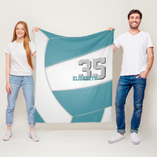 aquamarines weißes Volleyballteam - Farben individ Fleecedecke