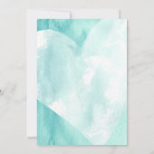 Aquamarines Weißes Wasserfarbenherz Einladung (Rückseite)