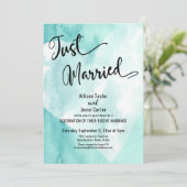 Aquamarines Weißes Wasserfarbenherz - nur heiraten Einladung (Stehend Vorderseite)