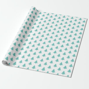 Aquamarines/weißes Weihnachtsbaummuster Geschenkpapier