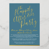 Aquamarines Weißgold glücklich nach der Hochzeitsf Folieneinladung (Vorderseite)