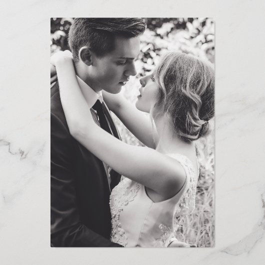 Aquamarines Weißgold glücklich nach der Hochzeitsf Folieneinladung (Rückseite)