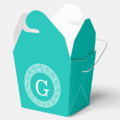 Aquamarines Weißgriechisches Schlüsselanhänger-Mon Geschenkschachtel (Geöffnet)