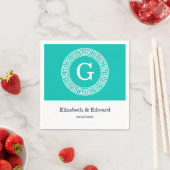 Aquamarines Weißgriechisches Schlüsselanhänger-Mon Serviette (Beispiel)