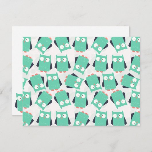 Aquamarines Whimsisches Owl Postkarte (Vorne/Hinten)