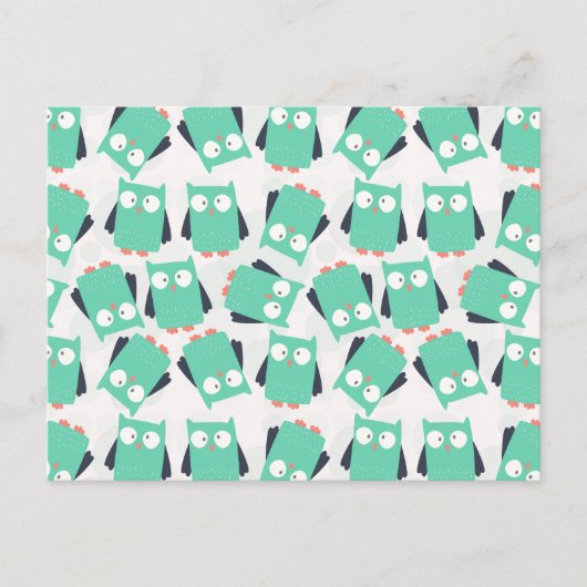 Aquamarines Whimsisches Owl Postkarte (Vorderseite)