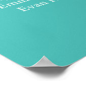 Aquamarines White Elegant Wedding Chart Poster (Ecke)