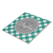 Aquamarines White Gingham Kariert Pattern Monogram Fliese (Seite)