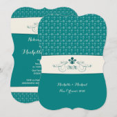 Aquamarines White Lilie Hochzeitsfest Einladung (Vorne/Hinten)