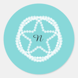 Aquamarines White Pearl Star Wedding Brautparty Runder Aufkleber
