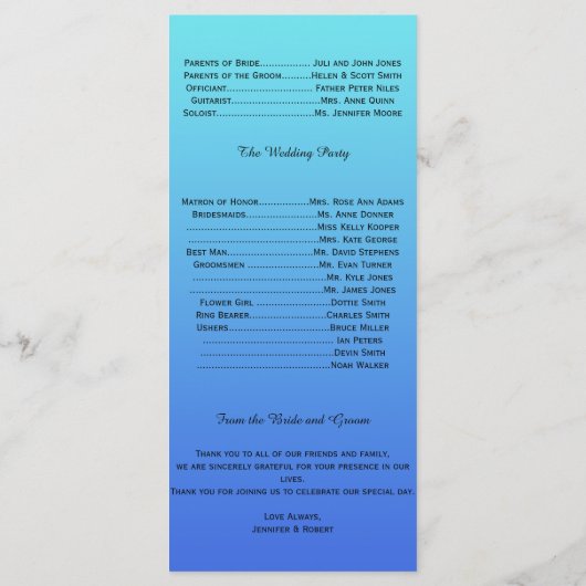Aquamarines Winter-Hochzeitsprogramm für Schneeflo Programm (Rückseite)