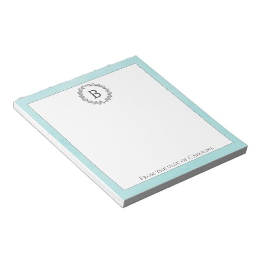 Aquamarines Wraath Monogram Notepad Notizblock (angewinkelt)