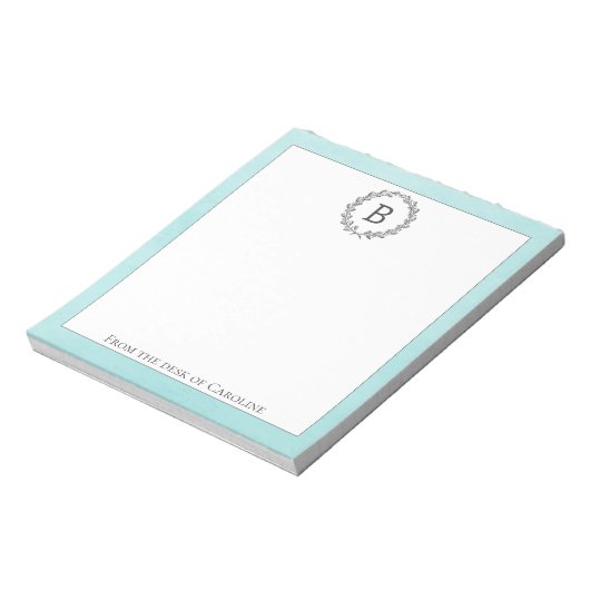 Aquamarines Wraath Monogram Notepad Notizblock (Rotiert)