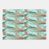 Aquamarines Wrapping-Papier-Flachblatt-Set von 3 Geschenkpapier Set (Vorderseite 3)