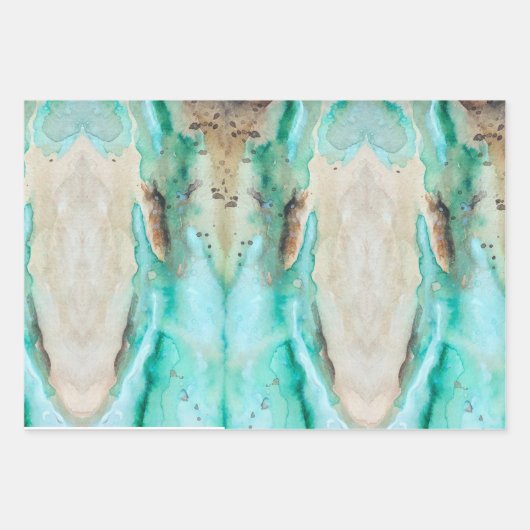 Aquamarines Wrapping-Papier-Flachblatt-Set von 3 Geschenkpapier Set (Vorderseite 2)