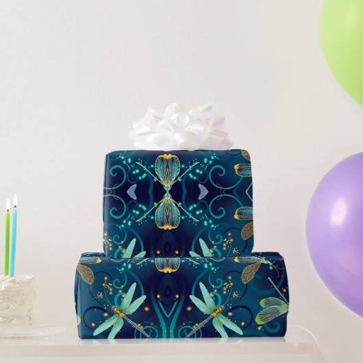 Aquamarines Wrapping-Papier für Libellen Geschenkpapier (Partygeschenke)