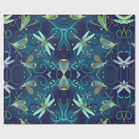 Aquamarines Wrapping-Papier für Libellen Geschenkpapier (Flach)