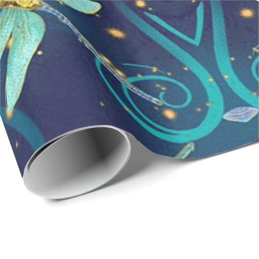 Aquamarines Wrapping-Papier für Libellen Geschenkpapier (Rolleneckpunkt)