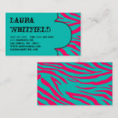 Aquamarines Zebra Print Animal Business Card Visitenkarte (Vorne/Hinten)